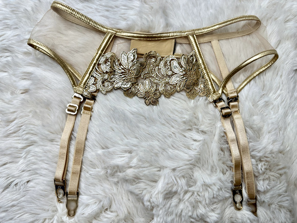 Honey Birdette Other - Honey Birdette AMELIE💛 Gold Floral Garter XS